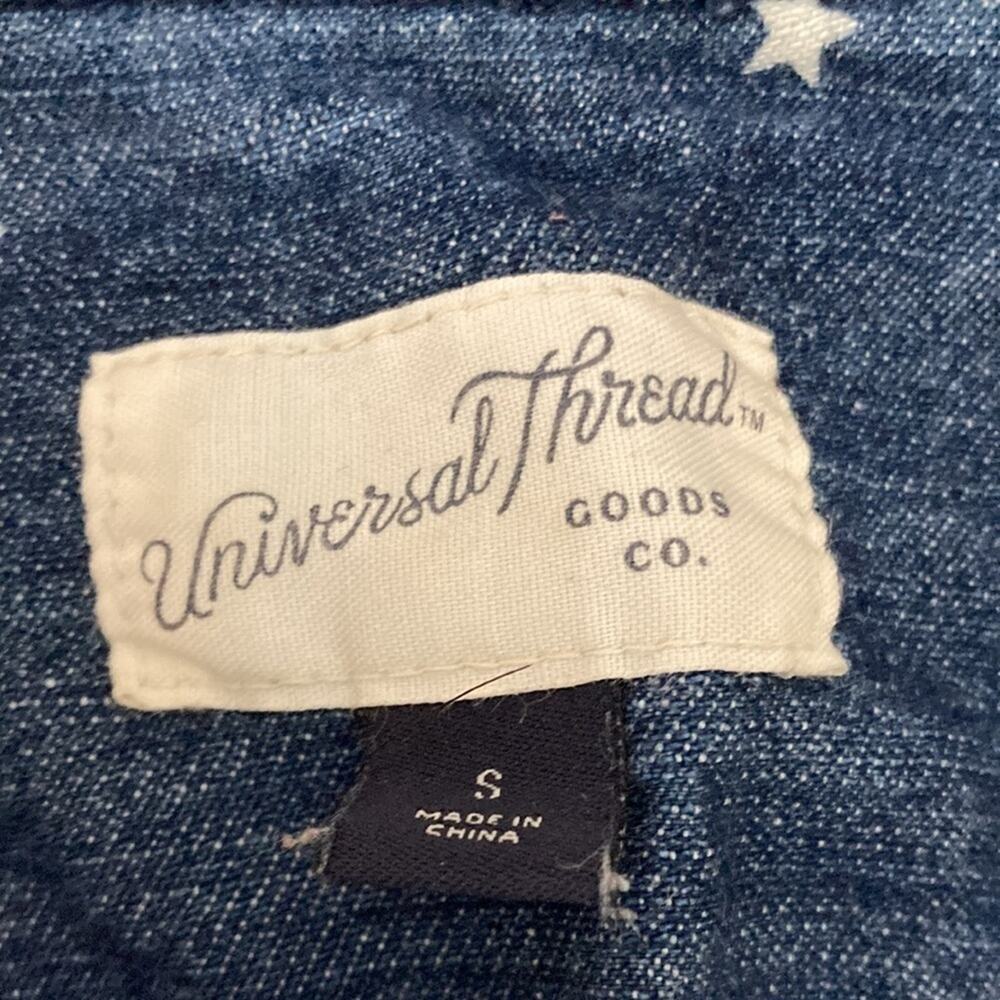 Universal Thread Dark Chambray Star Pattern Sleeveless Button Up Tank Womens SM - Picture 3 of 5